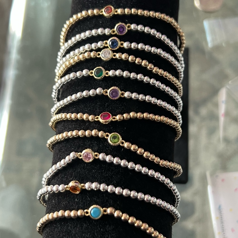 10k gold and silver birthstone bracelets pick your stone comes w pouch